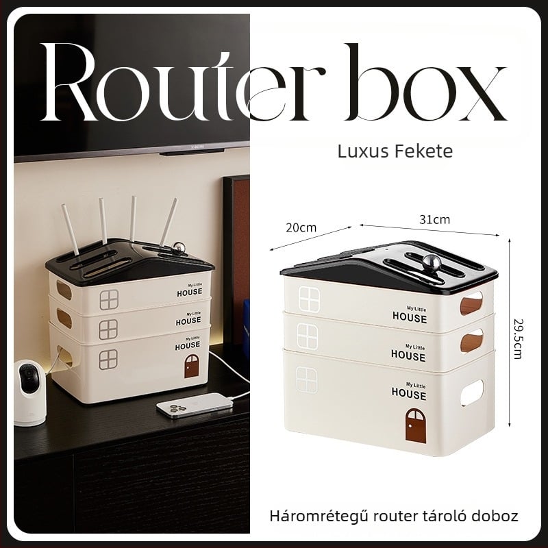 Router tároló doboz – többfunkciós, modern minimalist stílus, 2 L kapacitás, modell 7064, logó nyomtatás elérhető