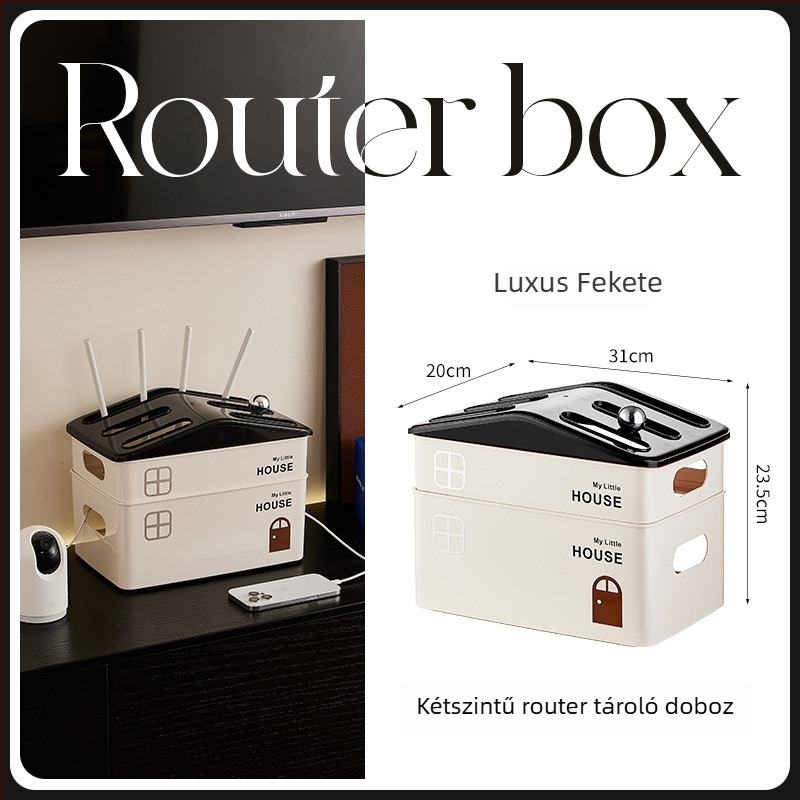 Router tároló doboz – többfunkciós, modern minimalist stílus, 2 L kapacitás, modell 7064, logó nyomtatás elérhető