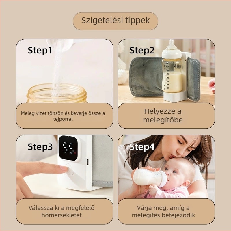 DL-568 baba tejmelegítő, USB-töltővel, 5V, 18W, mechanikus üzemmód, időzítő nélküli, hordozható cumisüveg melegítő