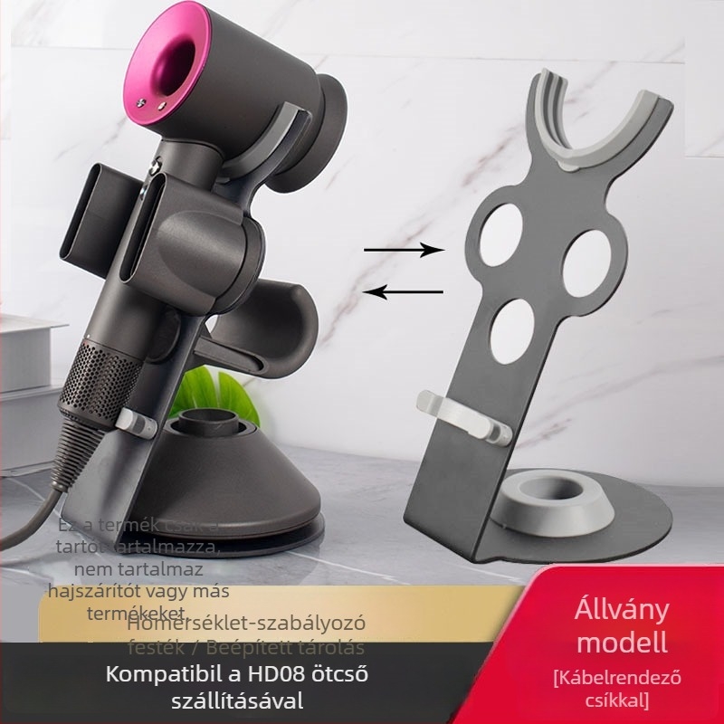 Dyson hajszárító tartó és tároló – fúrás nélküli asztali szerelés, szénacél, többfunkciós barber műhelyhez