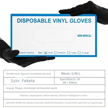 Egyszer használatos védőkesztyűk - latex, kozmetikai és félpermanens tetováláshoz, általános használatra (50 db)