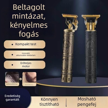 Elektromos hajvágó beépített akkumulátorral, feltölthető, titanötvözet pengék, eltávolítható és mosható vágófej, alacsony zajú