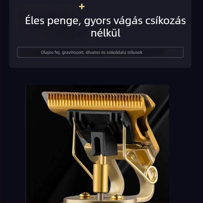 Elektromos hajvágó beépített akkumulátorral, feltölthető, titanötvözet pengék, eltávolítható és mosható vágófej, alacsony zajú