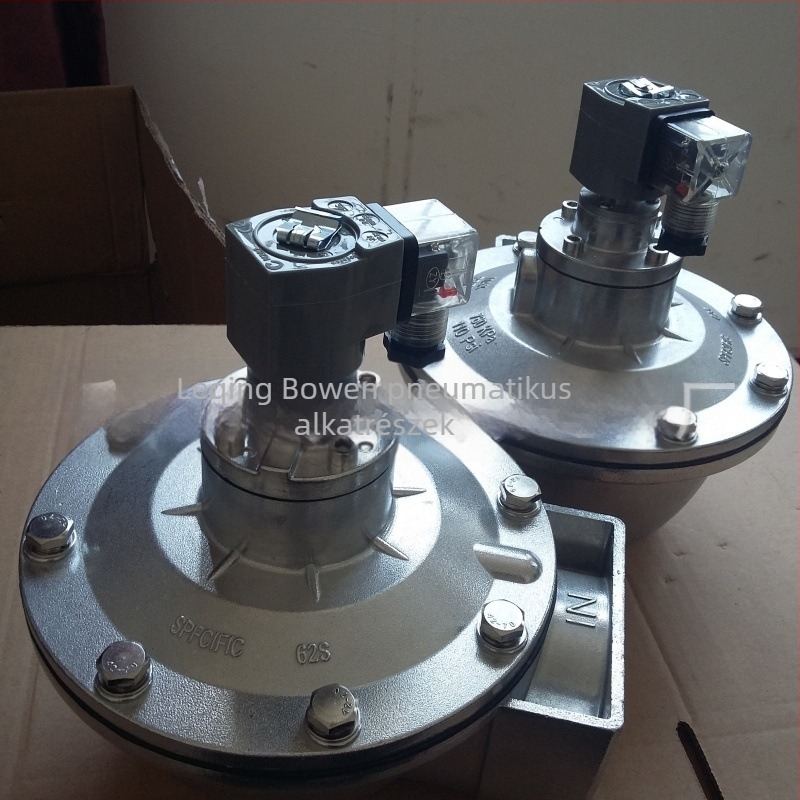 Elektromágneses impulzus szelep, derékszögű típus, DMF-Z-62S modell, Bowen Pneumatic, ötvözet acél, nominális átmérő 62