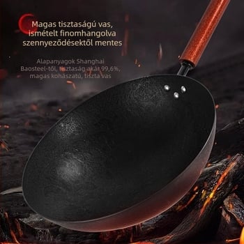 Rozsdamentes acél wok kettős aljzattal, tapadásmentes felülettel, univerzális tűzhelyhez