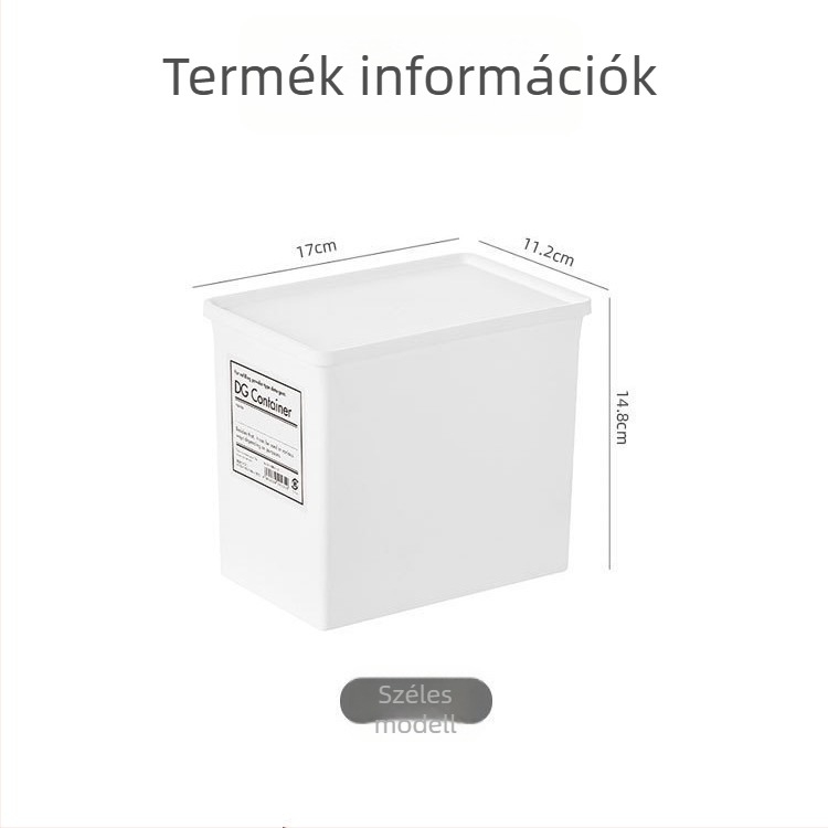 PP tárolóedény fedéllel, modell 9527, nedvességálló, egymásra rakható, rendezésre