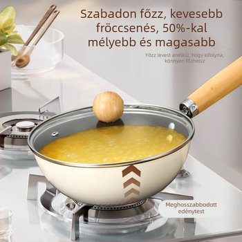 Szénacél wok, többszörös aljjal, indukciós kompatibilis, üvegfedél