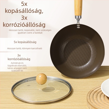 Szénacél wok, többszörös aljjal, indukciós kompatibilis, üvegfedél
