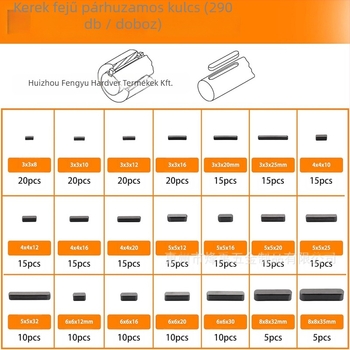 Szénacél kulcspin-készlet, 530 db, körkörös, félkör és lekerekített párhuzamos kulcsok