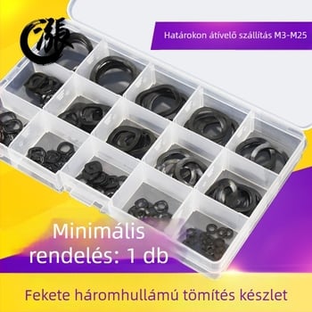 Aozhang Fekete háromhullámos alátét készlet, hullám alakú tömítés alátét, rugóacél, 8. osztály