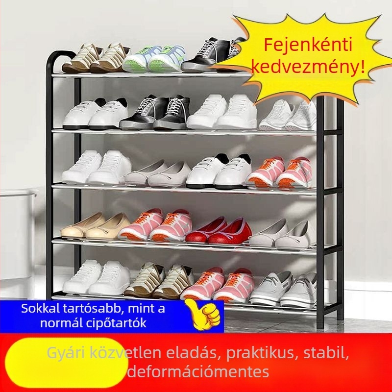 Fém anyagú többemeletes cipőállvány, egyszerű és modern stílusú, bejárathoz vagy kollégiumhoz ideális, levehető kivitel