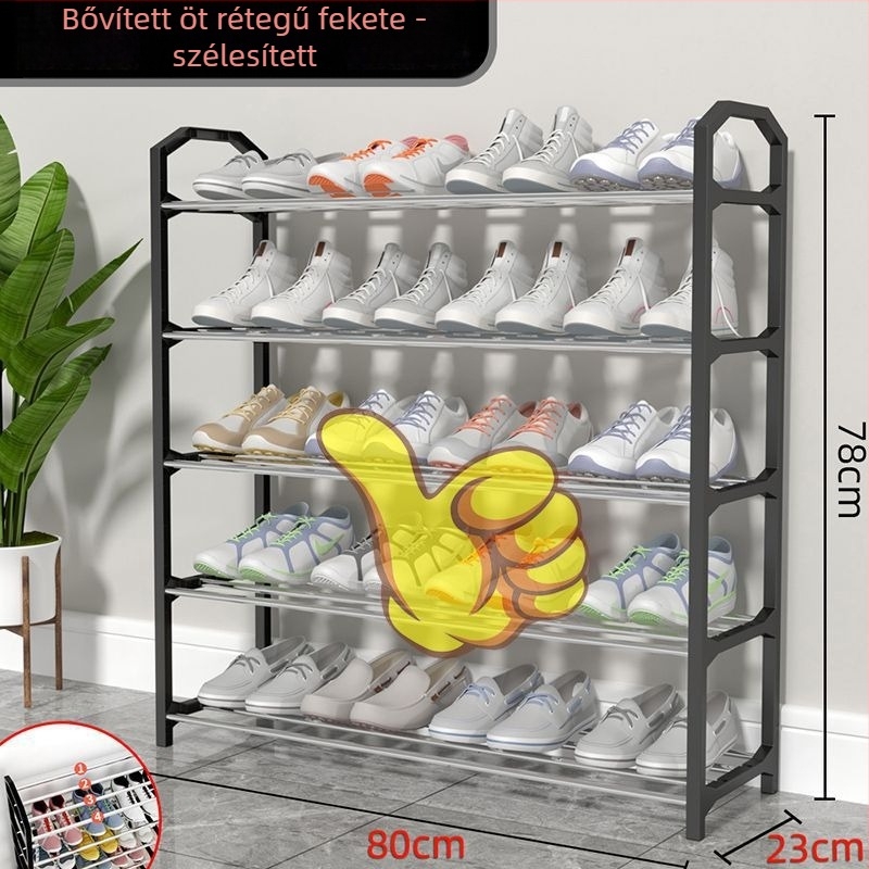 Fém anyagú többemeletes cipőállvány, egyszerű és modern stílusú, bejárathoz vagy kollégiumhoz ideális, levehető kivitel