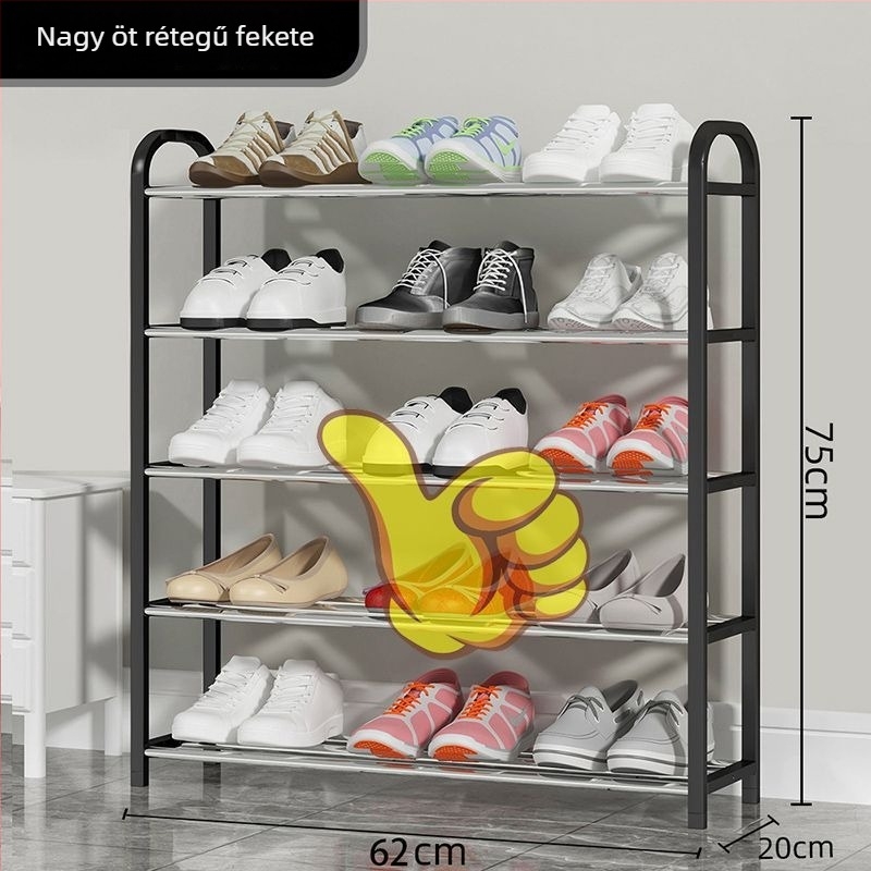 Fém anyagú többemeletes cipőállvány, egyszerű és modern stílusú, bejárathoz vagy kollégiumhoz ideális, levehető kivitel