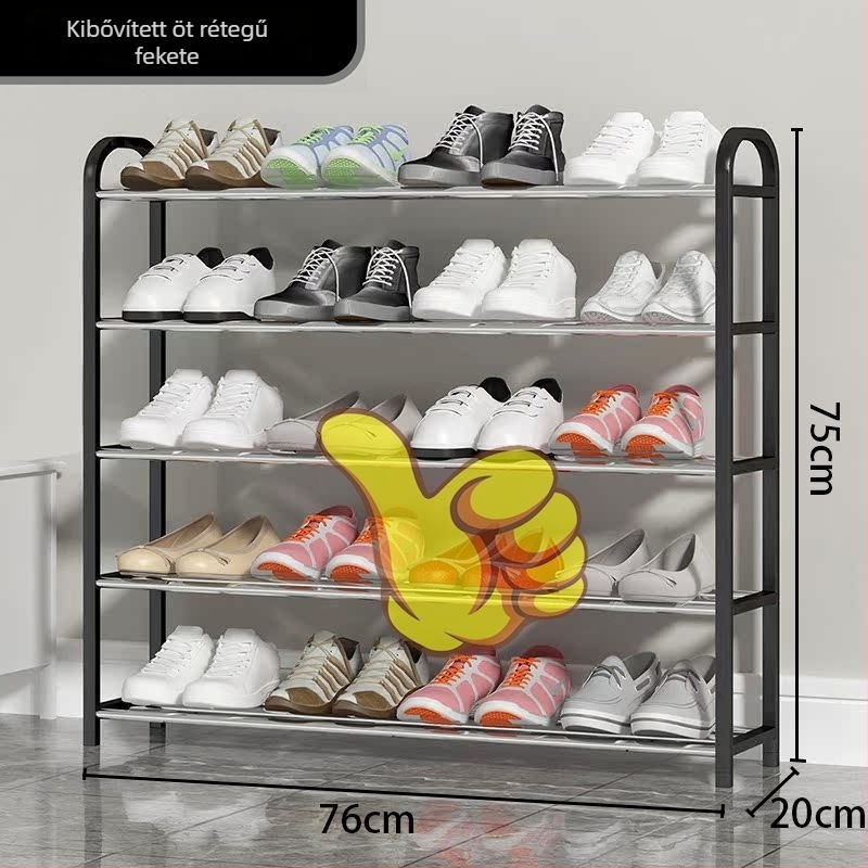 Fém anyagú többemeletes cipőállvány, egyszerű és modern stílusú, bejárathoz vagy kollégiumhoz ideális, levehető kivitel