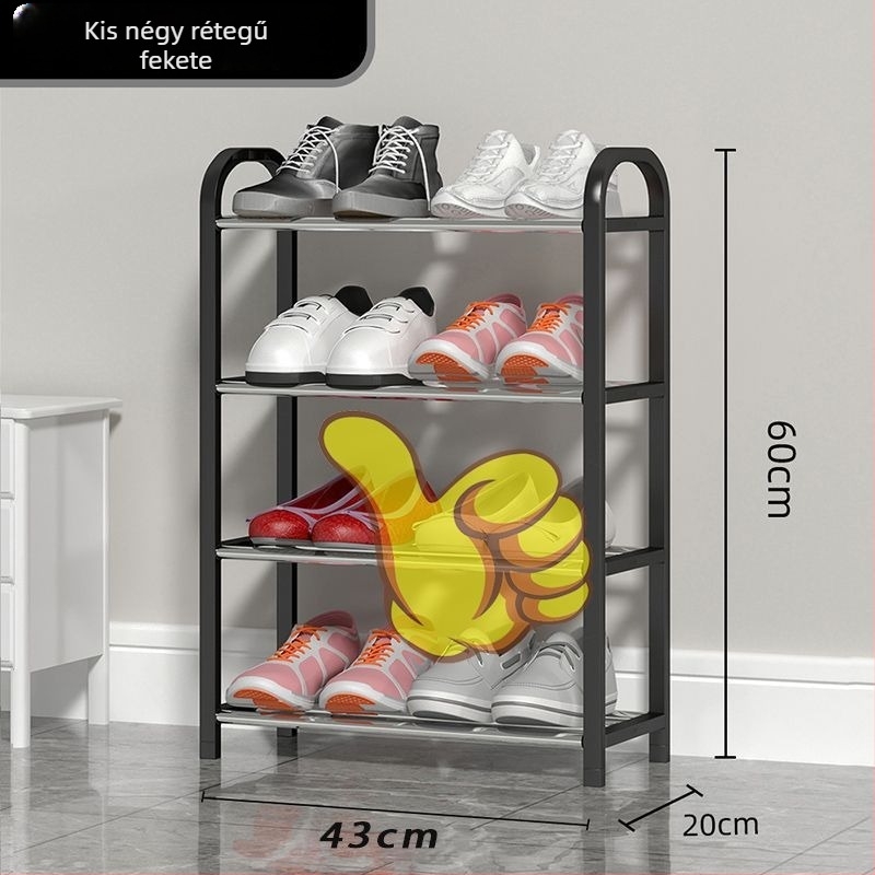 Fém anyagú többemeletes cipőállvány, egyszerű és modern stílusú, bejárathoz vagy kollégiumhoz ideális, levehető kivitel