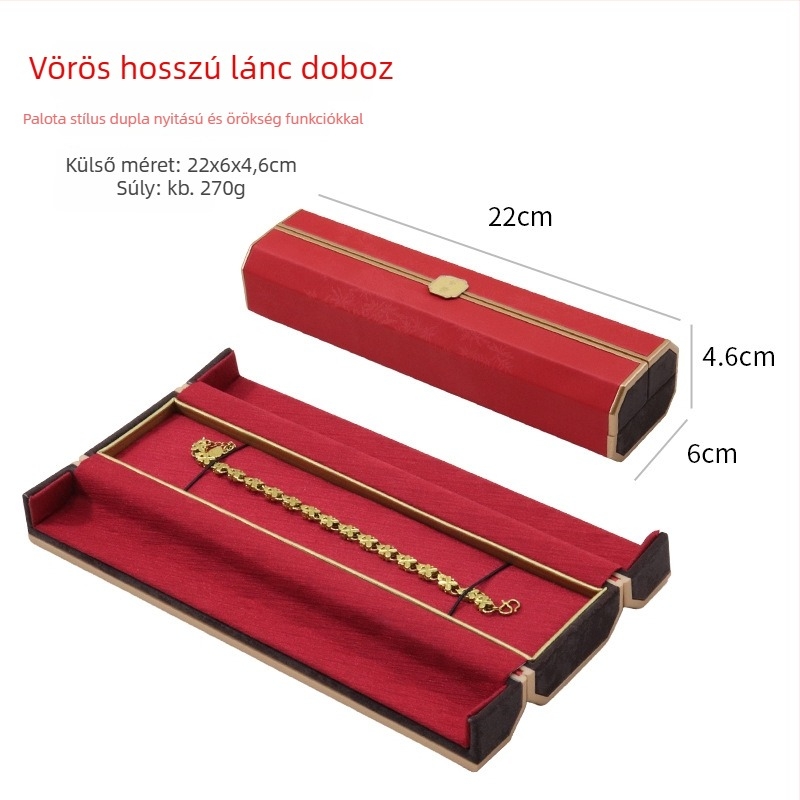 Kínai stílusú ékszerdoboz kettős kijelzővel, műanyag doboz + PU bőr, ékszerek csomagolása