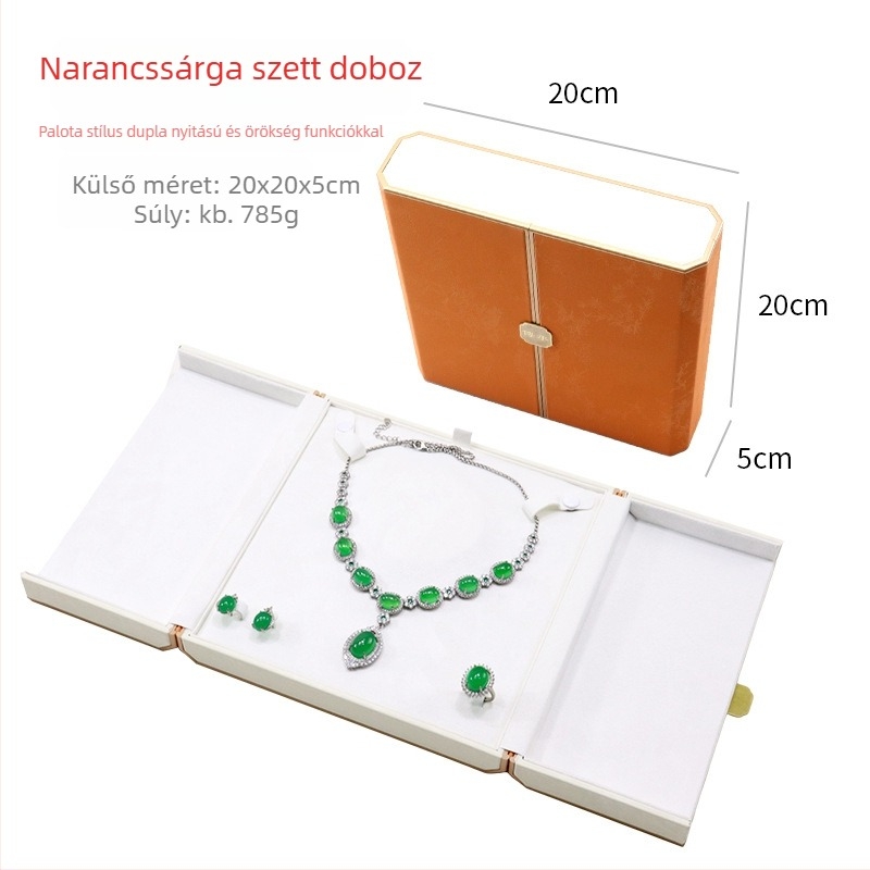 Kínai stílusú ékszerdoboz kettős kijelzővel, műanyag doboz + PU bőr, ékszerek csomagolása
