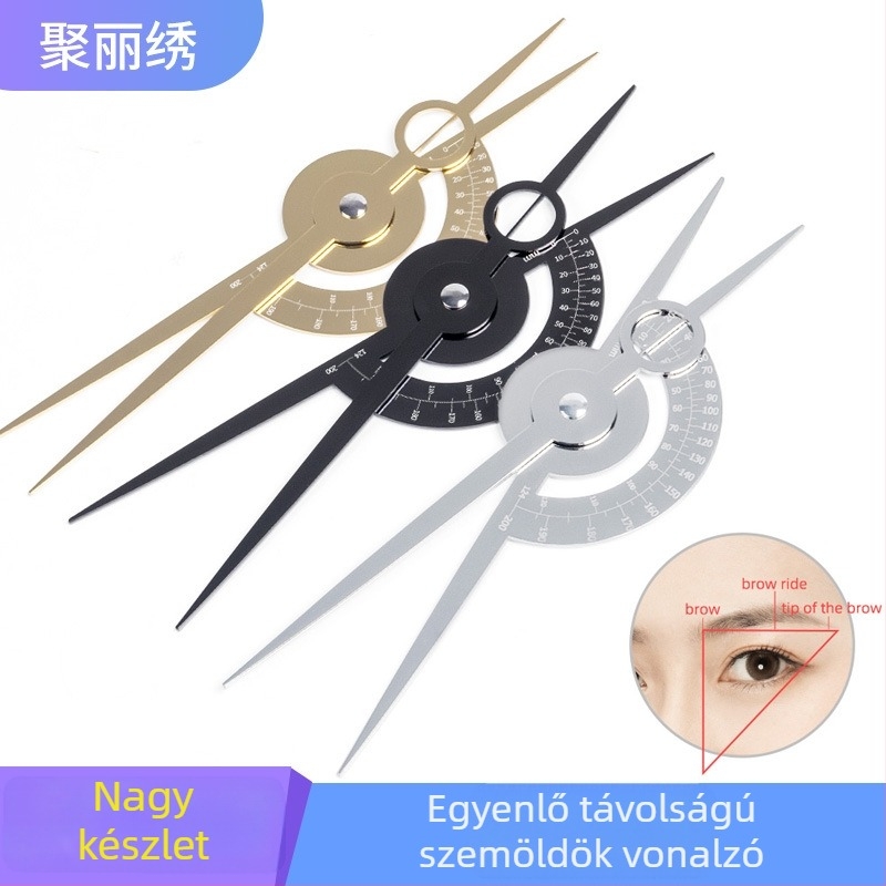 Szemöldök-tetoválás mérőeszköze izometrikus skálával, hárompont pozicionáló egyensúlyozó vonalzó, Juli Embroidery, Nettó súly 31 g