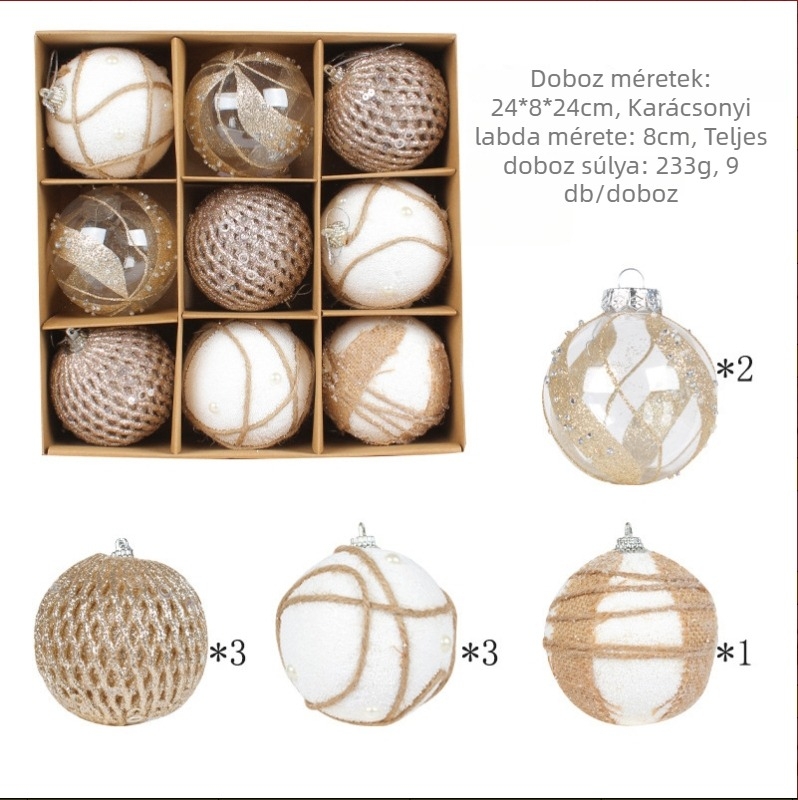 Karácsonyi díszek készlet papírdobozban – műanyagból, márka Love of Hong Kong, dekoráció, modern minimalista stílus, karácsonyra alkalmas.