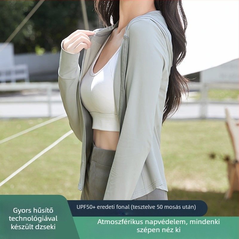 Női UPF50+ napsugárzás elleni könnyű kapucnis kabát – lélegző, gyorsan száradó, UV-védelem, szélálló, rovarriasztó