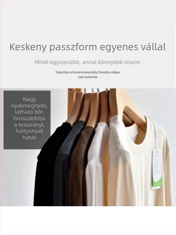 Hosszú ujjú póló, laza szabás, kerek nyakú, egyszínű, anyaga regenerált cellulóz rost