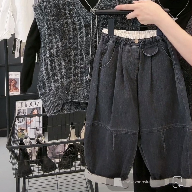 Koreai stílusú gyerek háromrészes szett: mellény-sweater, hosszú ujjú ing és farmer, egyszínű, puha kezelési pamut, tavasz–őszre