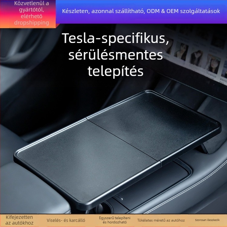 Tesla Model 3/Y összecsukható középkonzol tálca – Multifunkcionális, műanyag, szerelés: Egyéb