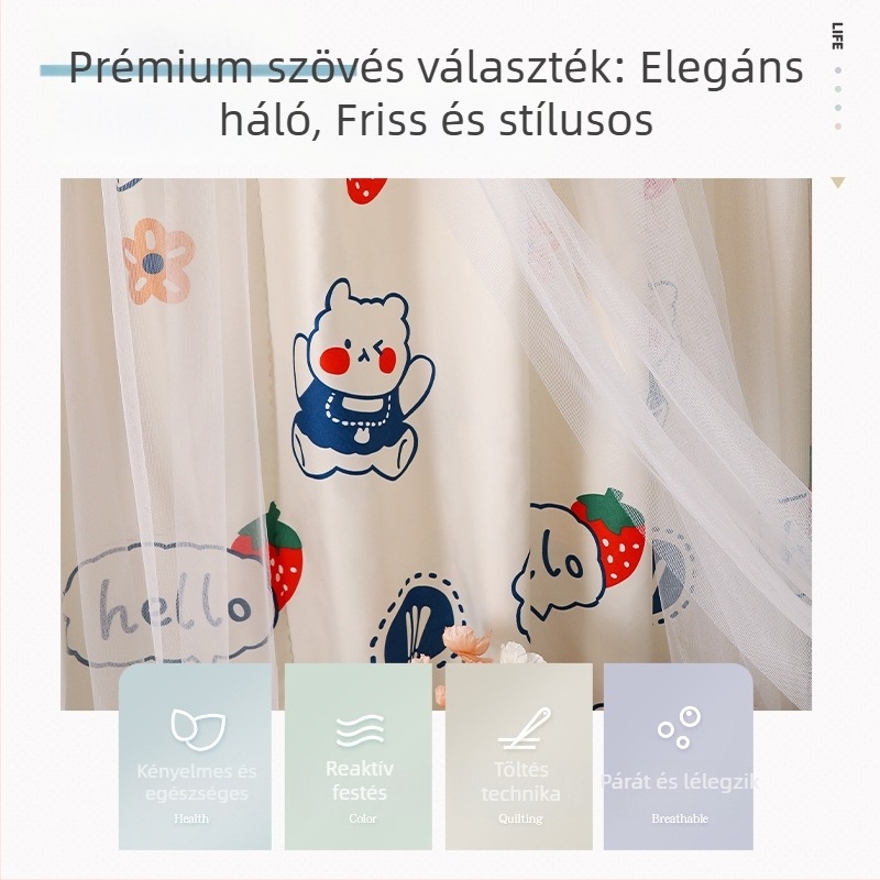 Fúrás nélküli Velcro függönyök, poliészter, csipke-nyomat, warp kötés, 40-70% árnyékolás, hálószoba/könyvtár/étterem számára, bay ablak és más típusú ablakokra