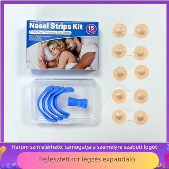 Mágneses orr-patch klippel és légződilatátorral a horkolás megelőzésére – szövet, magnet, műanyag