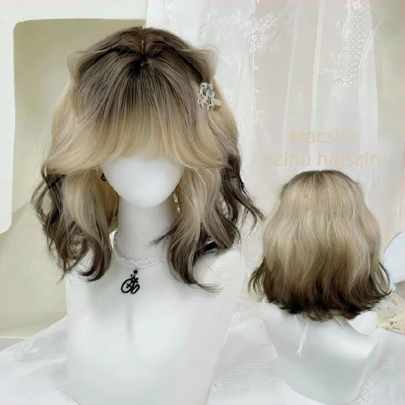 Paróka – rövid göndör haj, természetes stílus, modell W031, magas hőmérsékletű rost