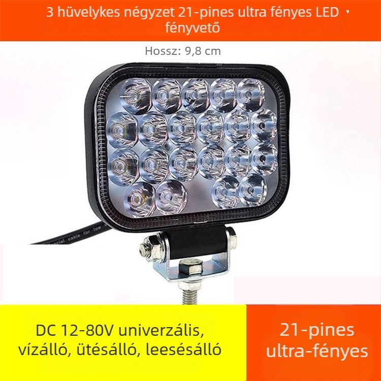 Teherautó LED spotlámpa – működik 12–80V, 20–120W, IP68 alumínium ház, nagy fényerő, élettartam >50 000 óra