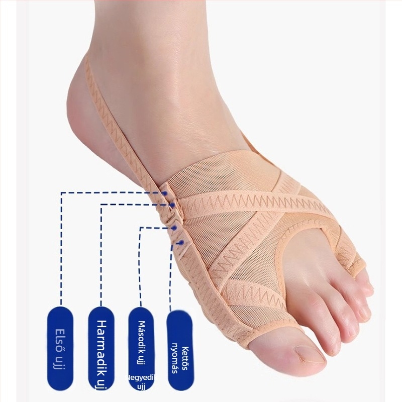 Hálós anyagú lábujj szeparátor – Hallux valgus számára, kettős lábujj szeparátor a nagylábujj és a kislábujj számára, légáteresztő lábfej-támasztó eszköz