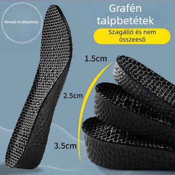 Grafén antibakteriális magasságot növelő talpbetét arch masszírozó funkcióval, uniszex felnőtteknek, PU + grafén anyag