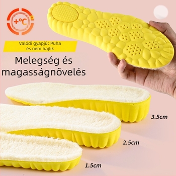 Magasságot növelő talpbetét – 4D Cloud, téli meleg gyapjú és fleece, teljes hosszúságú, uniszex, bakancsokhoz és utcai cipőkhöz