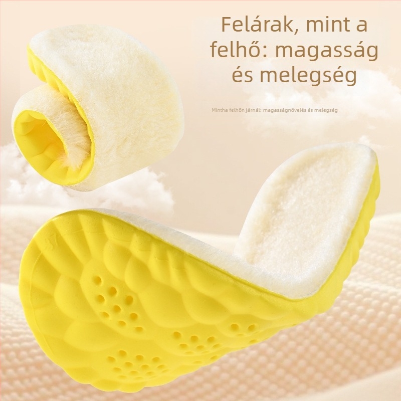 Magasságot növelő talpbetét – 4D Cloud, téli meleg gyapjú és fleece, teljes hosszúságú, uniszex, bakancsokhoz és utcai cipőkhöz