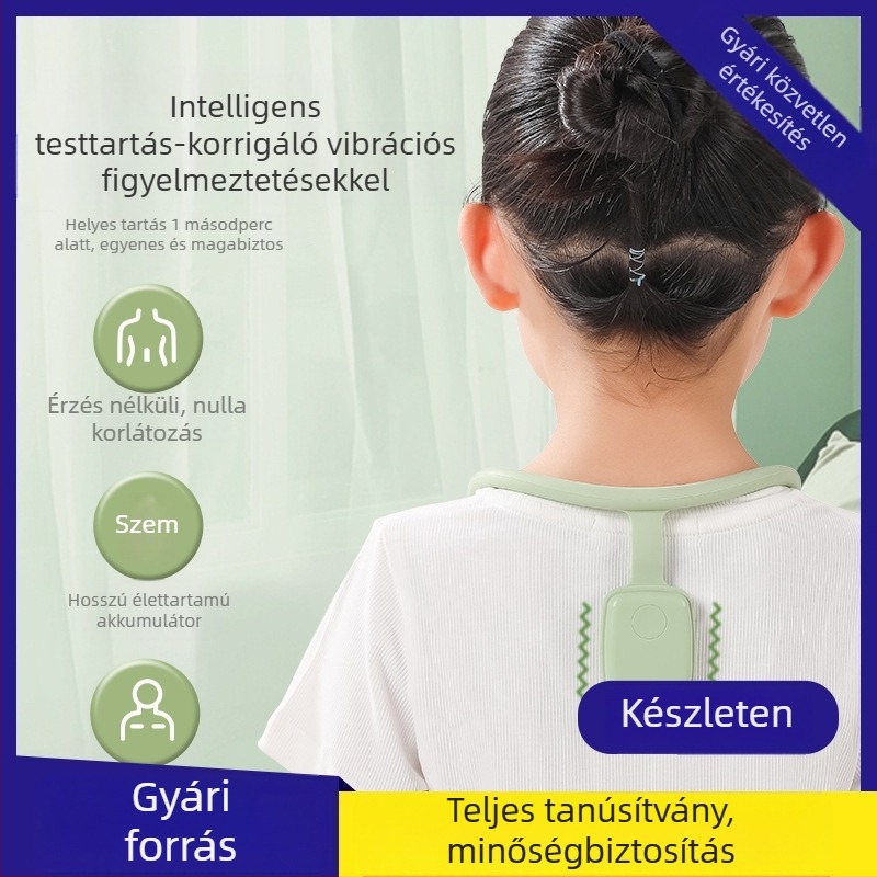 Gyermekek és diákok számára nyakba akasztható rezgő értesítéses testtartás-korrigáló eszköz