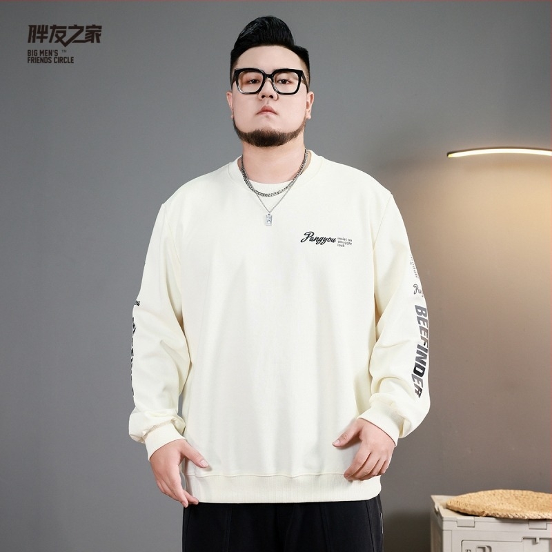 Fleece-Bélelt pulóver férfiaknak, oversized lazító szabás, kerek nyakú, betűmintás, elülső zseb