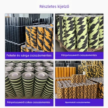 Fényével világító csúszásmentes ragasztószalag lépcsőkhöz: erős ragasztó, kopásálló, PVC alap, akril ragasztó, testre szabható vastagság, -20°C-tól 80°C-ig