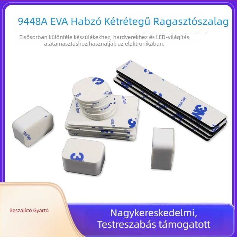 EVA habos ragasztó, kétoldalas, csúszásmentes, kerek forma, testre szabható szélesség, hőállóság 90°C hosszú távra és 120°C rövid távra