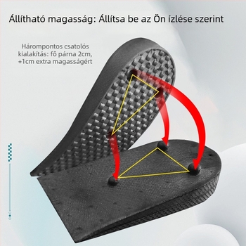 Magasságot növelő fél talpbetét – PVC, légáteresztő, ütéscsillapító, uniszex, alkalmas sportcipőkhöz, bőrcipőkhöz és casual lábbelikhez