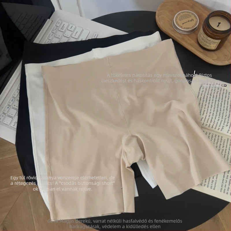 Női biztonsági nadrág, magas derekú, ice silk anyag, nylon 81,2%, ágyék belső rész 100% pamut, 2 az 1-ben dizájn