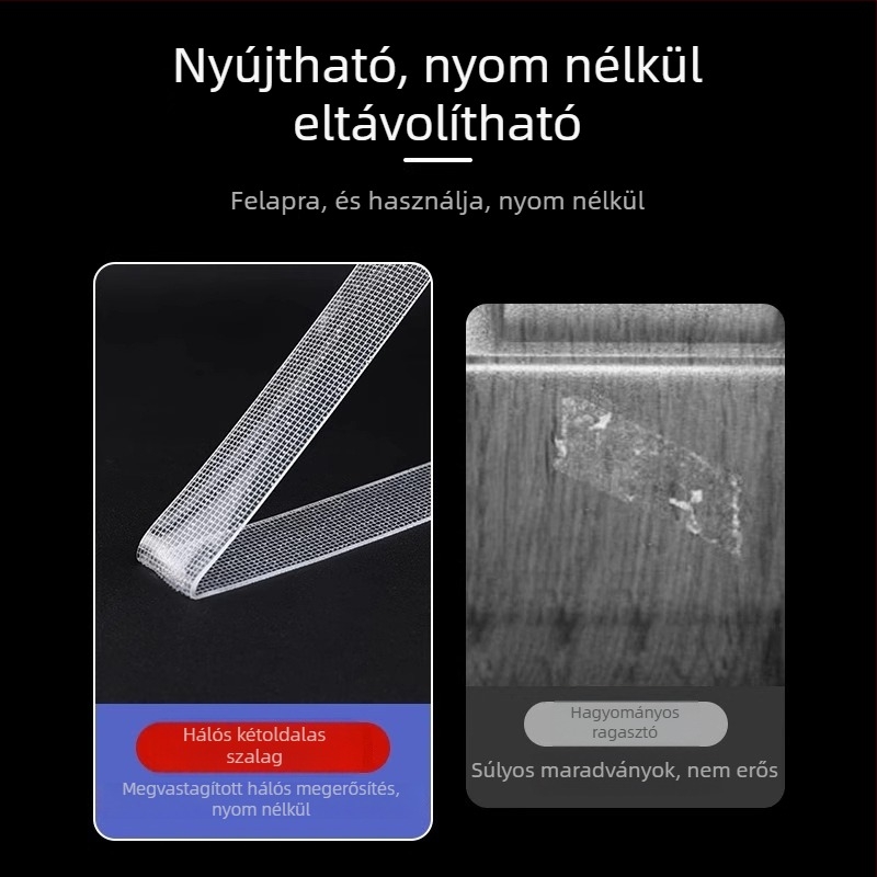 Rácsos kétoldalú ragasztószalag, magas viszkozitás, maradványmentes, nano pasta alap, 2 mm vastagság