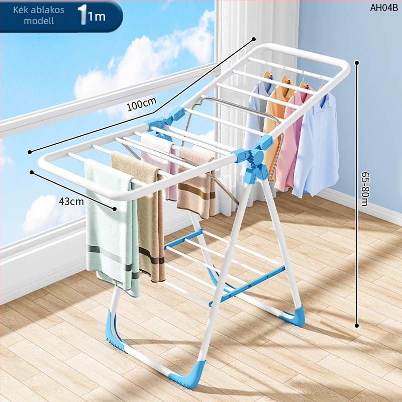 Padlóra álló, összecsukható ruhaszárító, szárny alakú, vasból