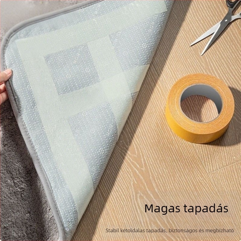 Textil alapú kettős oldalú ragasztószalag erős tapadással és csúszásmentes alátéttel, padlóhoz és tapétához; rögzítés ragasztással