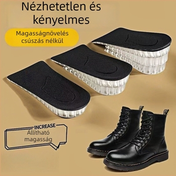 Szilikon magasságot növelő talpbetét – átlátszó, több rétegű félbetét, uniszex felnőtteknek, sportcipőkhöz, bőr és bakancs típusú lábbelikhez