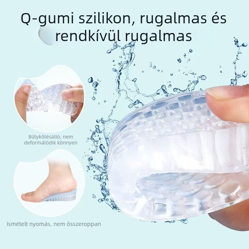Szilikon magasságot növelő talpbetét – átlátszó, több rétegű félbetét, uniszex felnőtteknek, sportcipőkhöz, bőr és bakancs típusú lábbelikhez