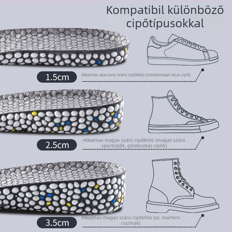 TPU sporttalp magasság növelésére, 3A antibakteriális/dezodoráló, légáteresztő, EU méretek 35–46