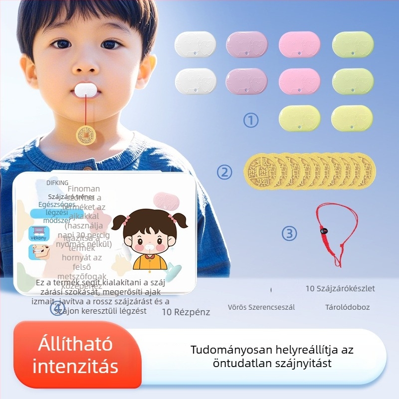 Ajakizmok edzője a szájüregen át történő légzés korrekciójához – Horkolás elleni készülék, felnőtt kiadás, PP anyag, testreszabás nélkül, adenoid hipertrófia kontextusban