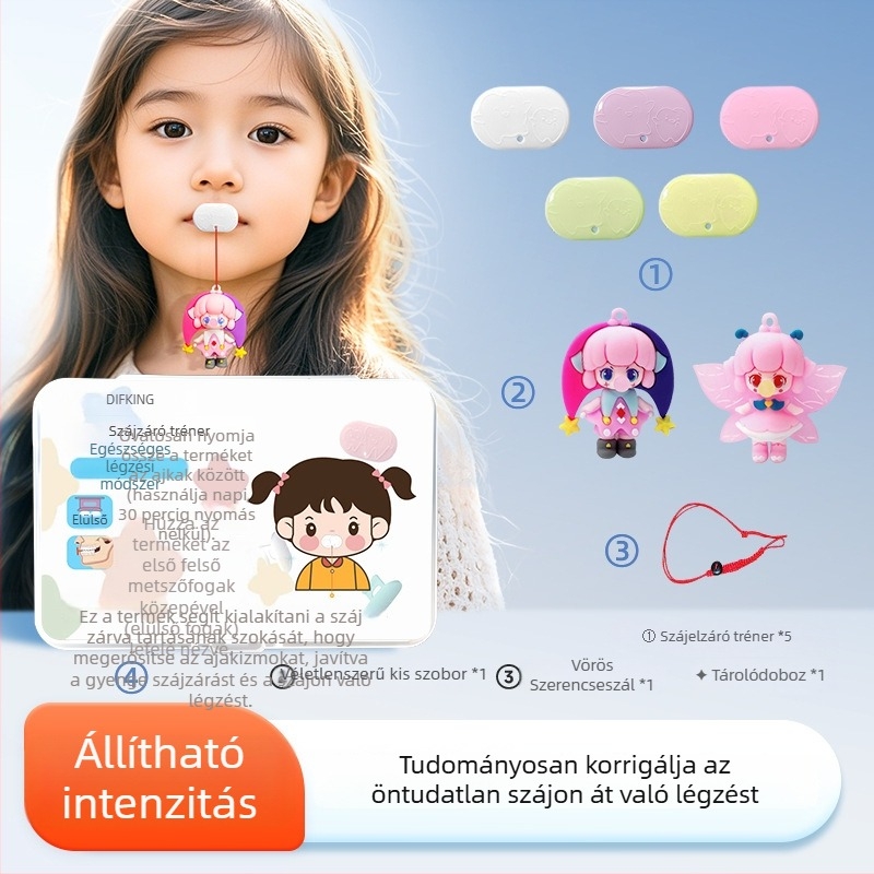 Ajakizmok edzője a szájüregen át történő légzés korrekciójához – Horkolás elleni készülék, felnőtt kiadás, PP anyag, testreszabás nélkül, adenoid hipertrófia kontextusban