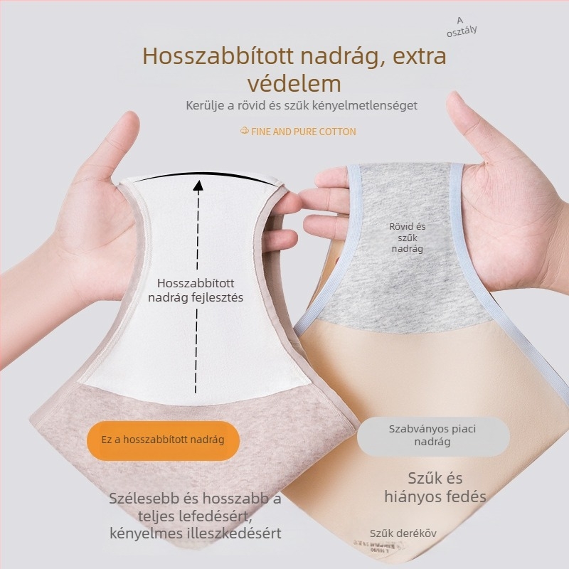 Női orvosi minőségű Class A pamut alsónemű, középmagas derekú, antibakteriális 7A, kibővített ágyéktáji háromszög fazon, 3–4 pár